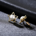 Lovely Star Shape Gold Plated Freshwater Pearl Sterling Silver Stud Earrings